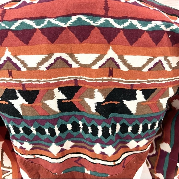 Vintage Y2K 90’s Roper Western Boho Terracotta Aztec Bolero Button Up Top - Picture 5 of 8